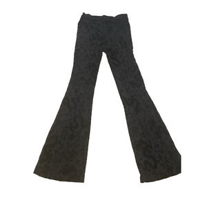 Black Sheer Lace Floral Flare Pants Size Medium Glam Goth Swim Coverup Leggings